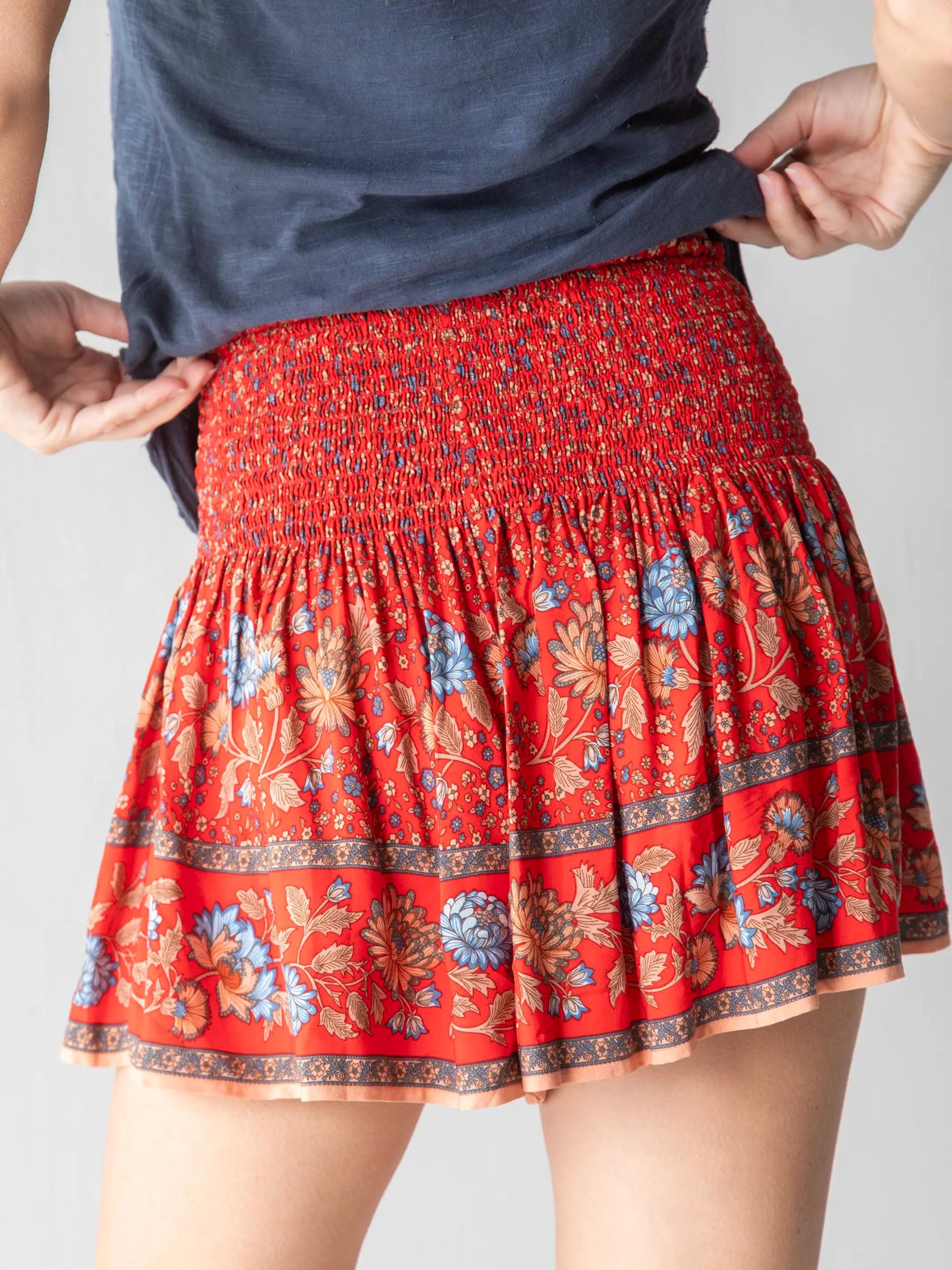 Daisy Skort - Red Floral Border Product Image