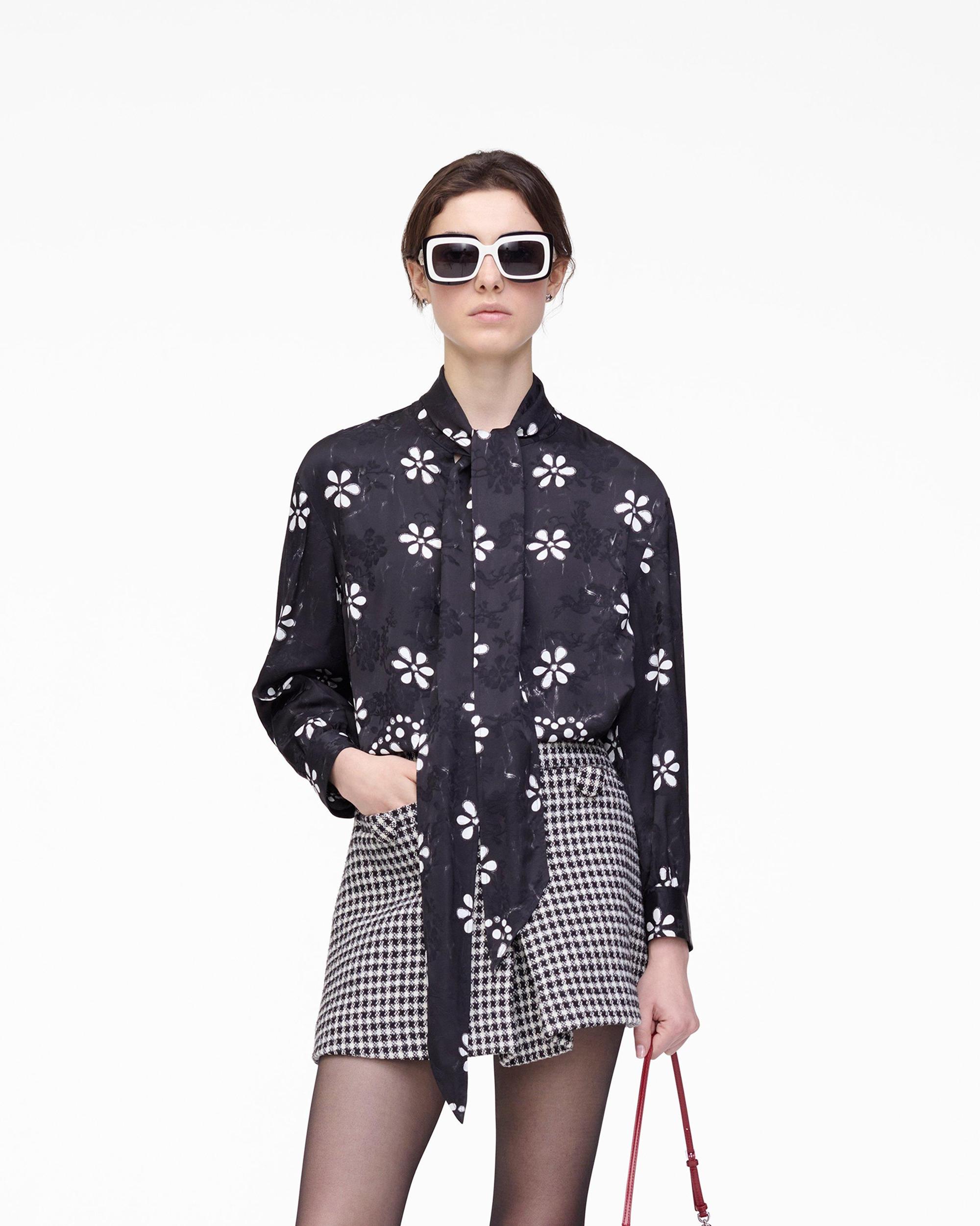 Trompe L'Oeil Eyelet Bow Blouse Product Image