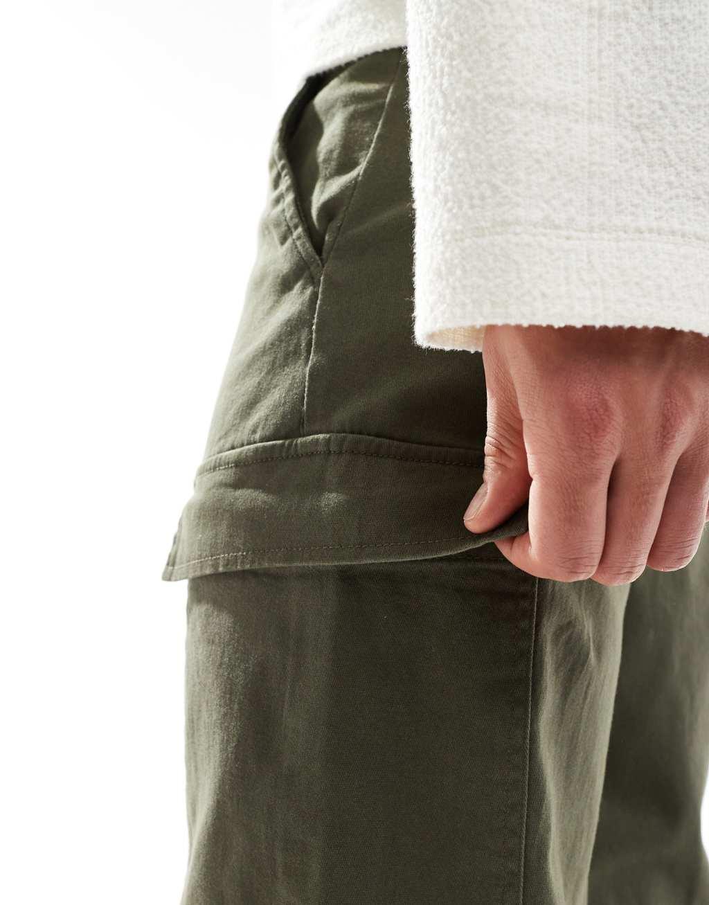 ONLY & SONS straight fit cargo pants in olive Product Image