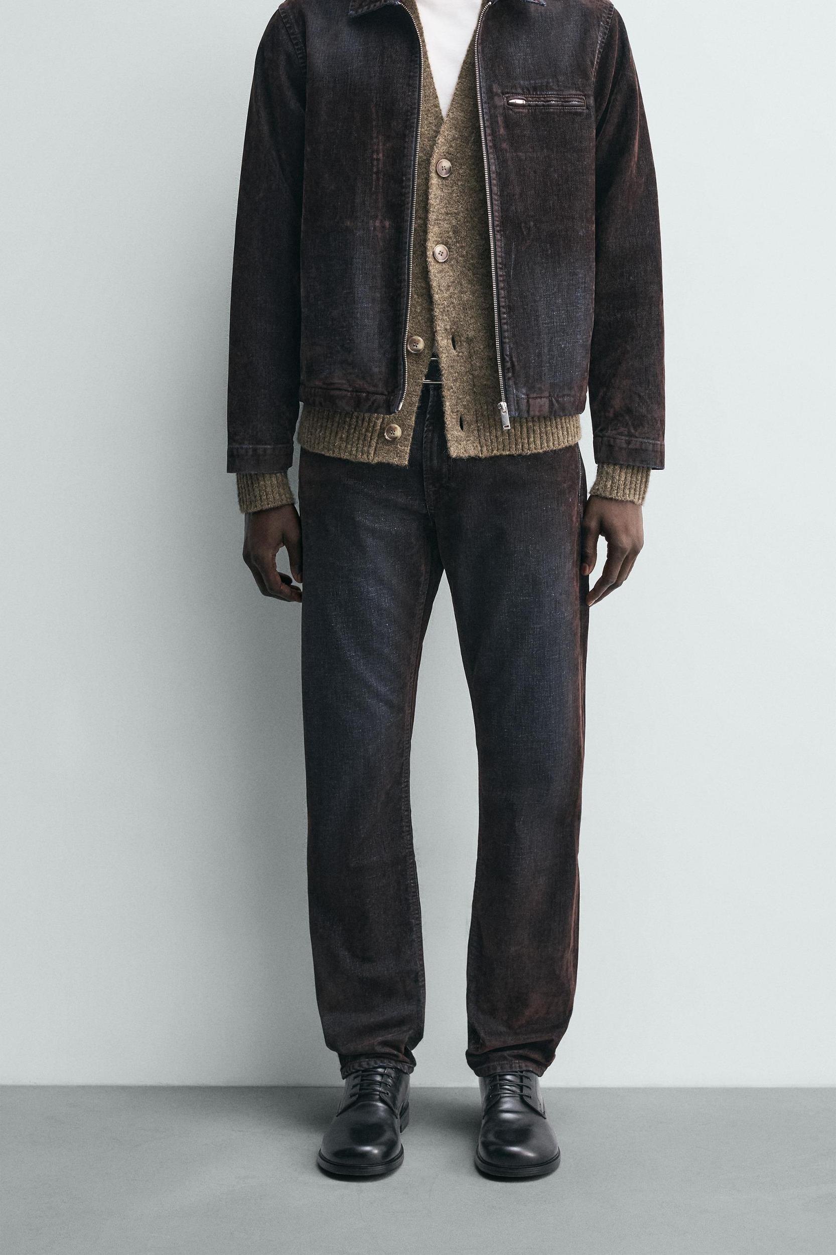 RELAXED FIT FLOCKED VELVET JEANS Product Image