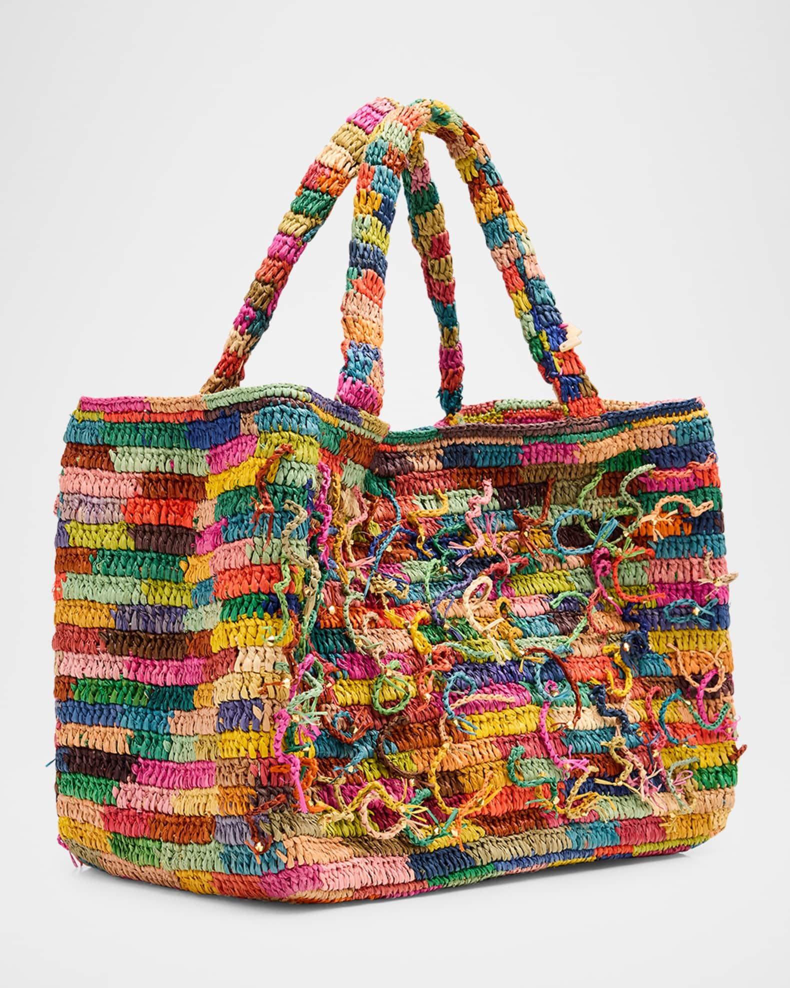 Spaghetti Woven Tote Bag with Beaded Fringe Product Image