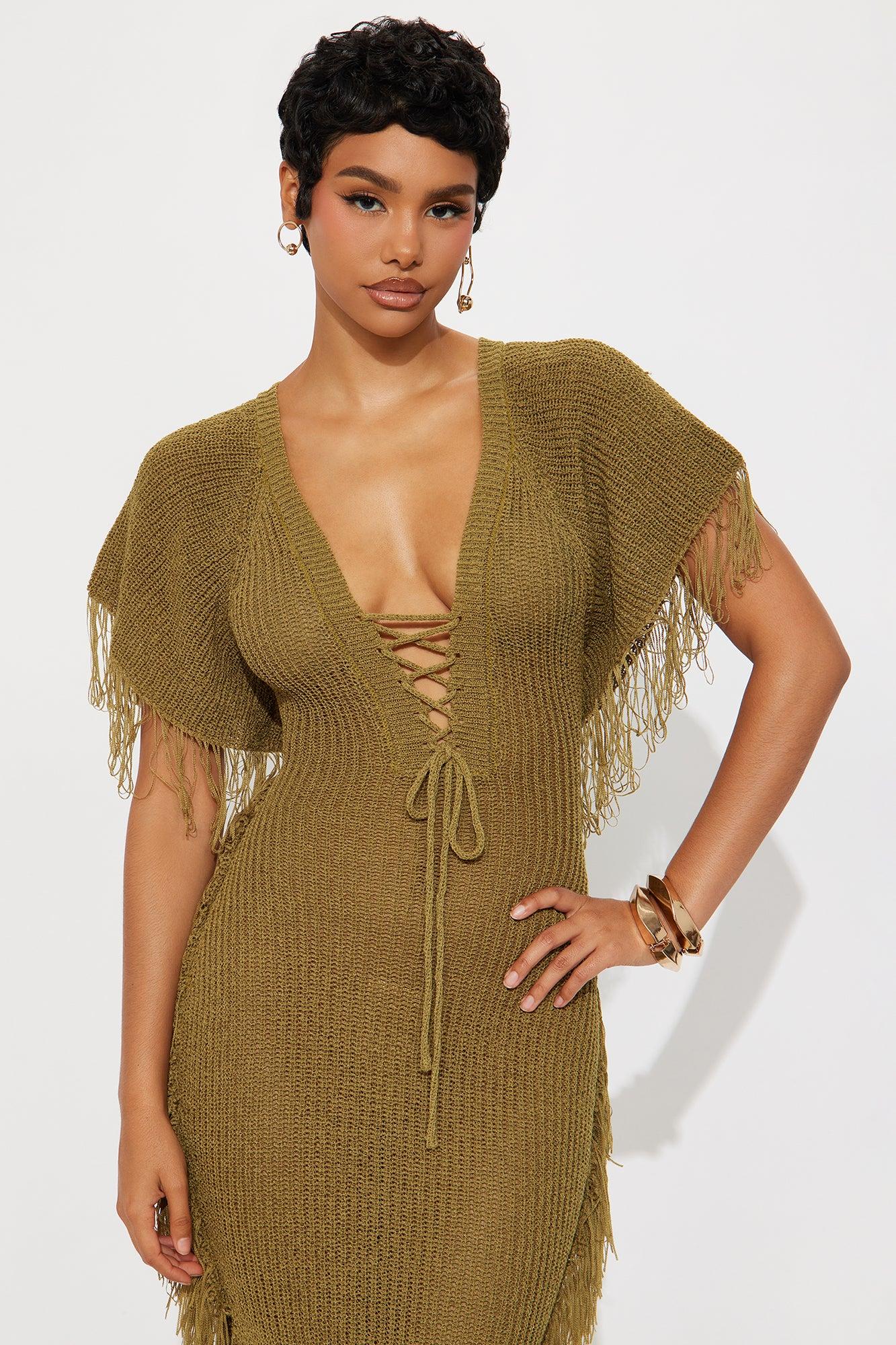 Tatiana Knit Maxi Dress - Olive Female Product Image