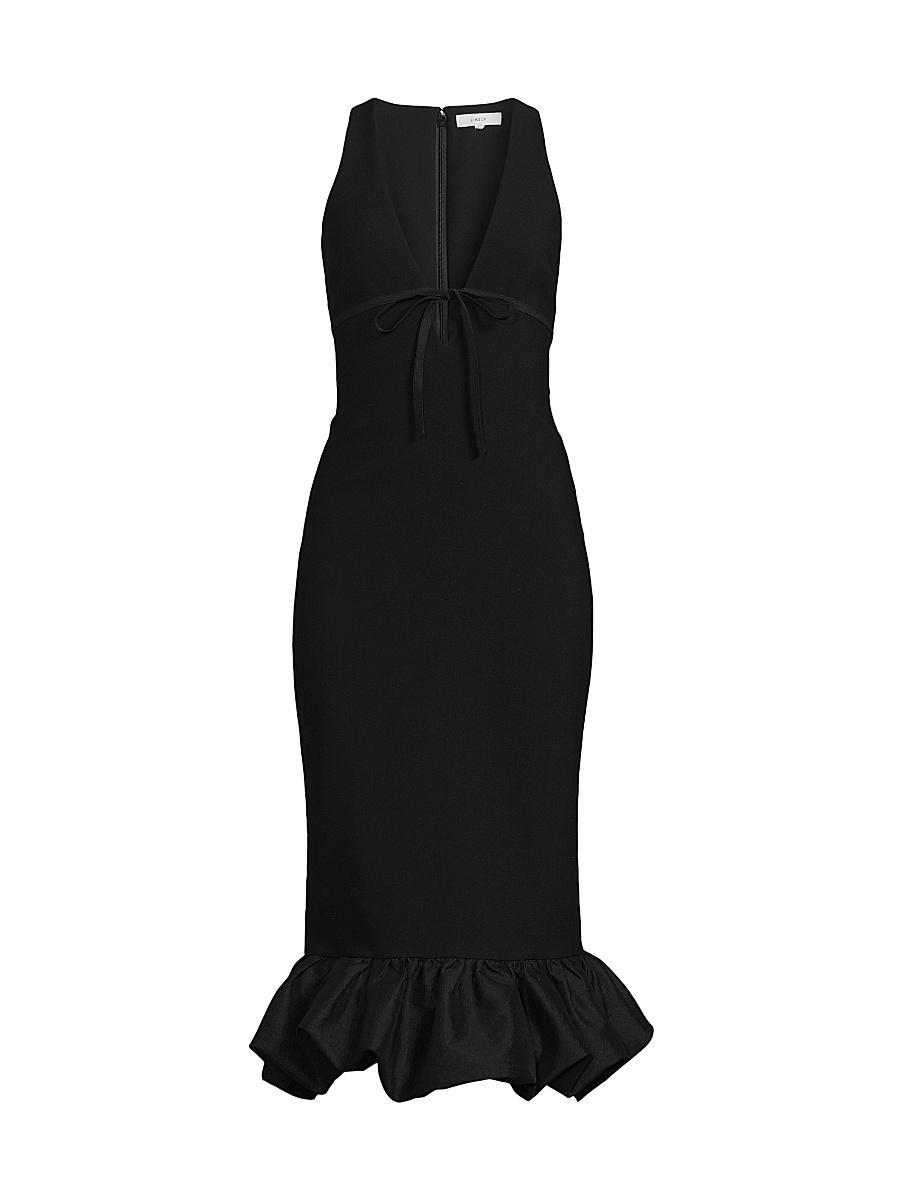 Womens Balta Ruffled Plunge-Neck Midi-Dress Product Image