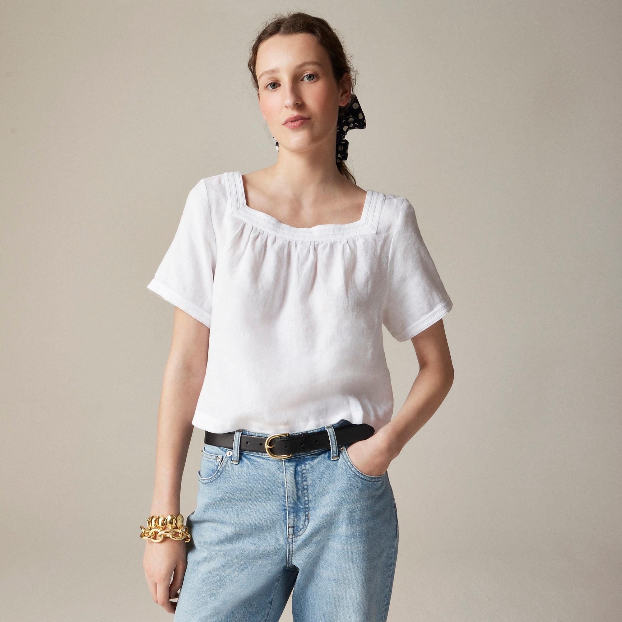 Sailor squareneck top in linen Product Image