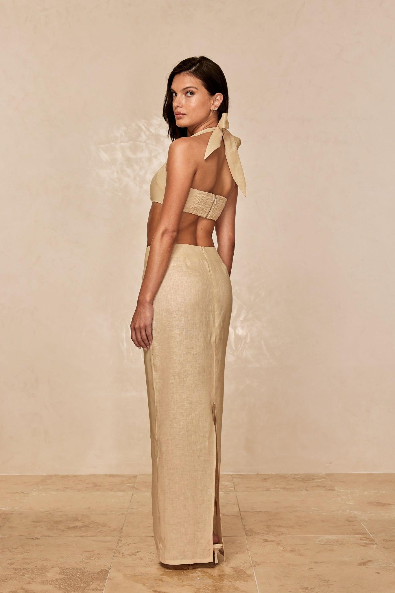 Fontelina Linen Skirt - Vanilla Linen Product Image