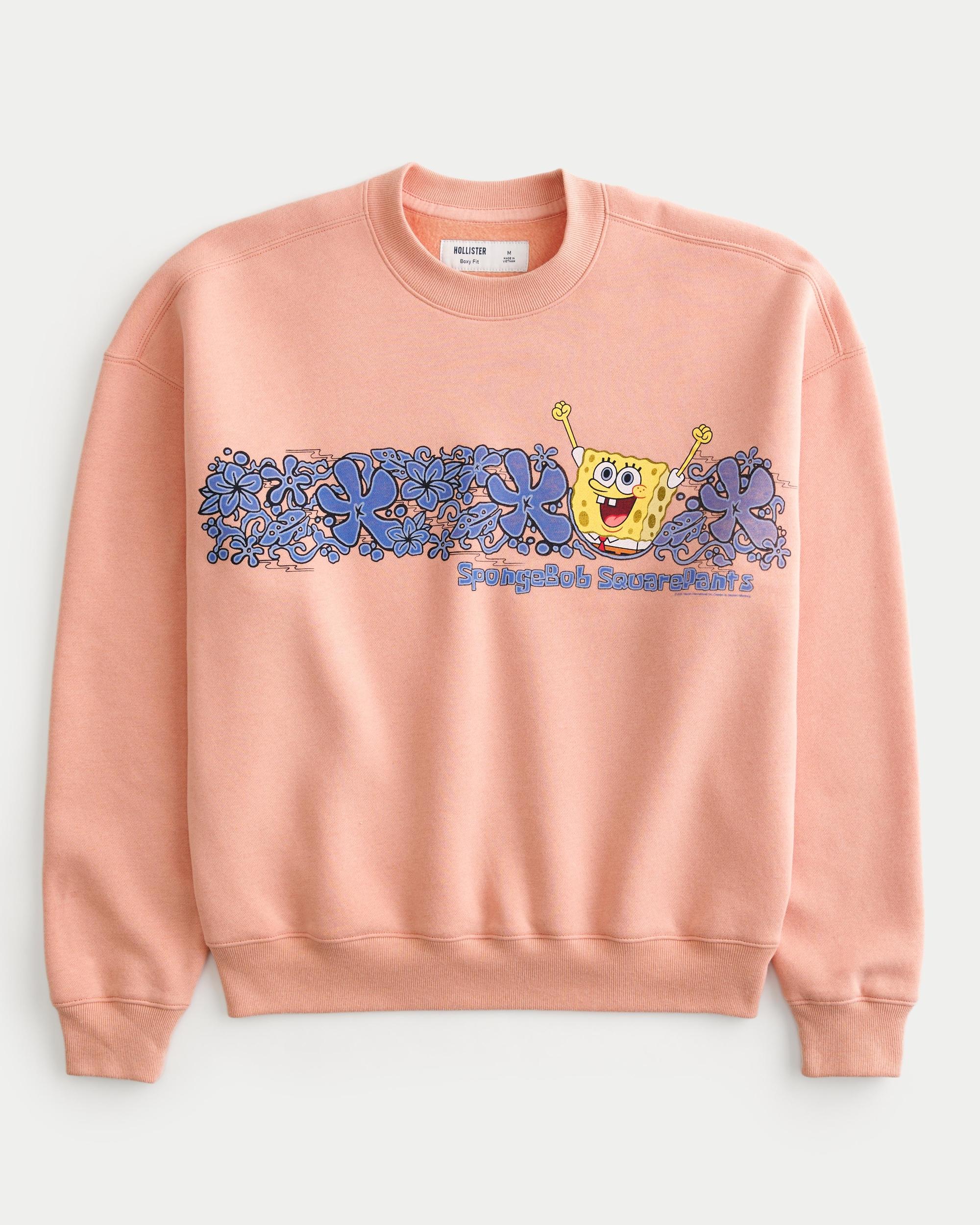 Boxy SpongeBob SquarePants Graphic Crew Sweatshirt Product Image