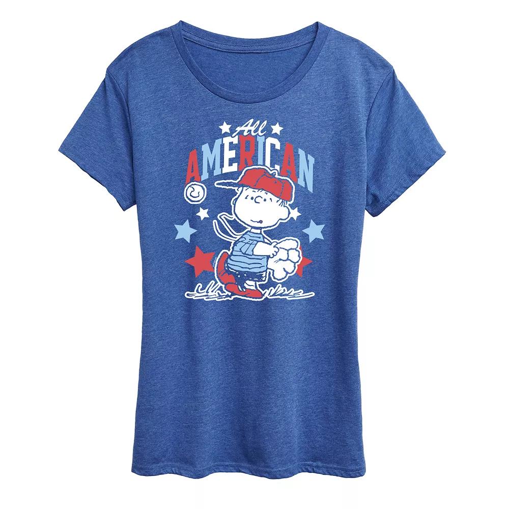 Women's Peanuts Linus American Baseball Graphic Tee,  Product Image