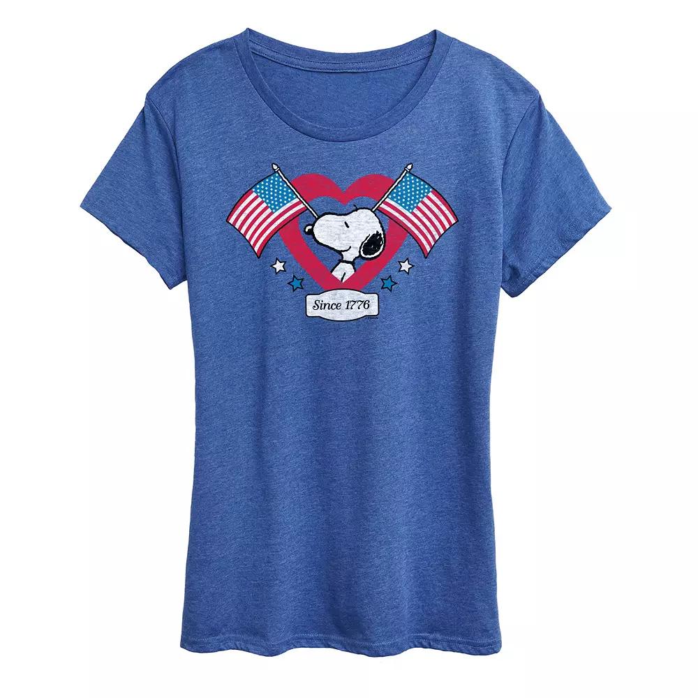 Women's Peanuts Snoopy Since 1776 Flag Heart Graphic Tee,  Product Image