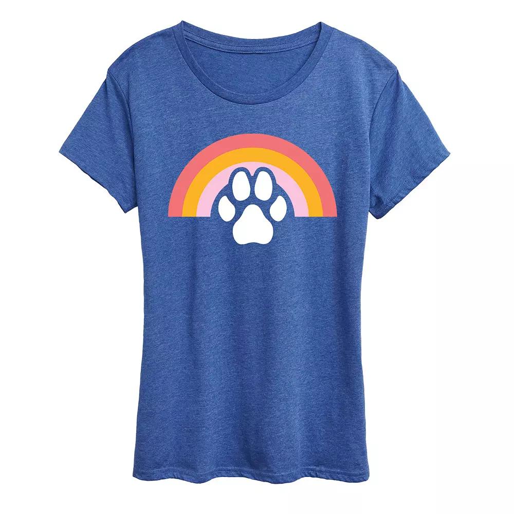 Women's Dog Paw Rainbow Graphic Tee,  Product Image