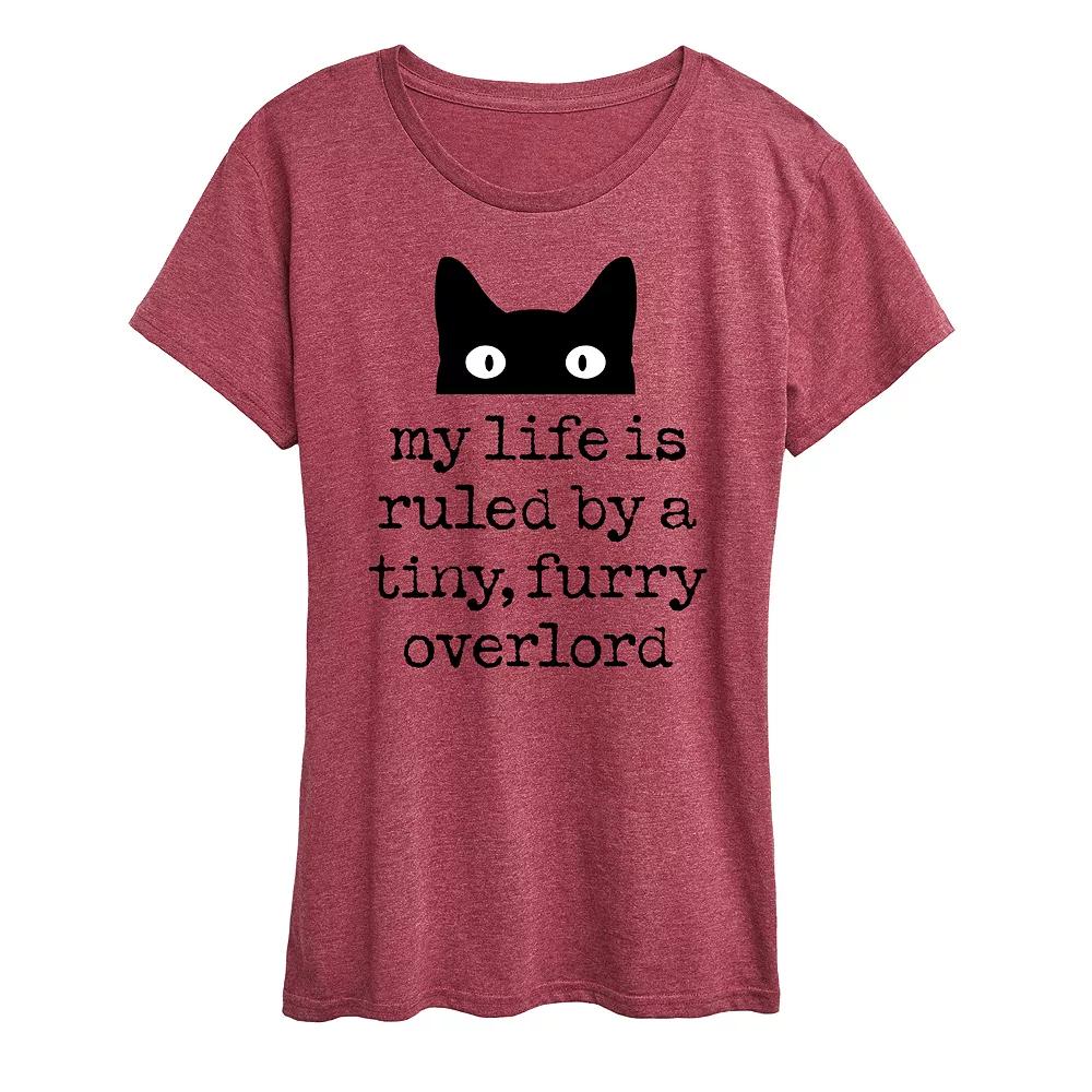 Women's Life Ruled By Tiny Overlord Cat Graphic Tee, Girl's,  Product Image