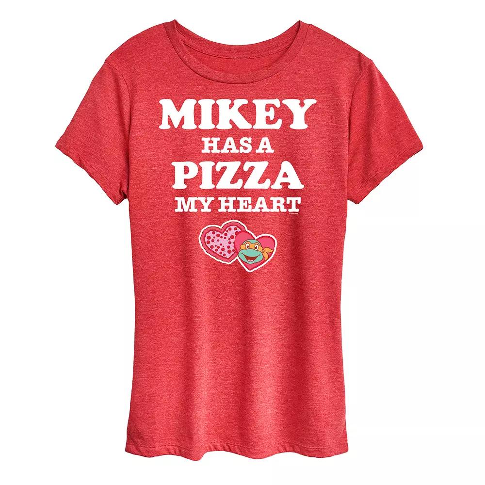 Women's Teenage Mutant Ninja Turtles Pizza My Heart Mikey Graphic Tee,  Product Image