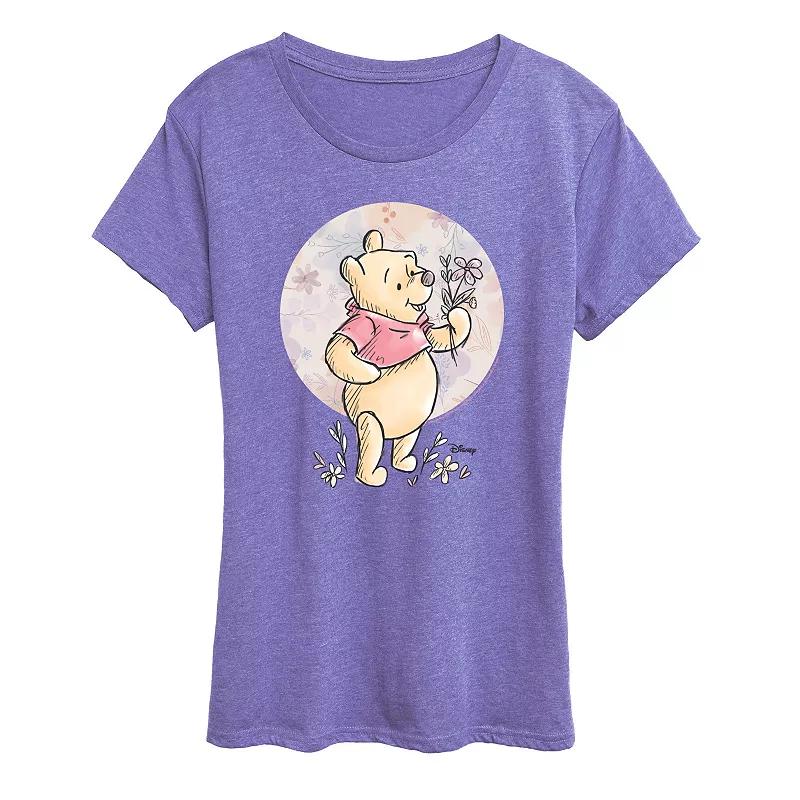 Disney's Winnie the Pooh Women's Floral Circle Pooh Graphic Tee,  Product Image