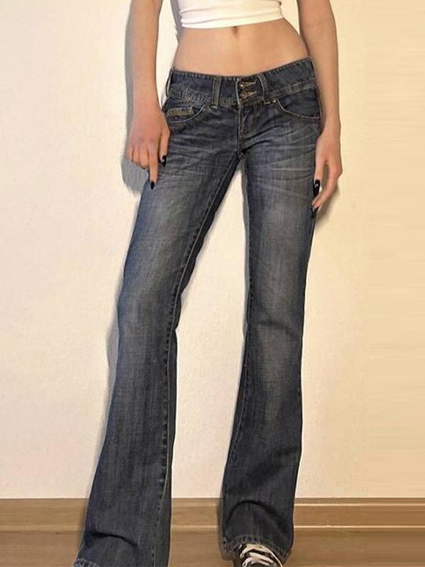 Double Breasted Low Rise Bootcut Jeans Product Image