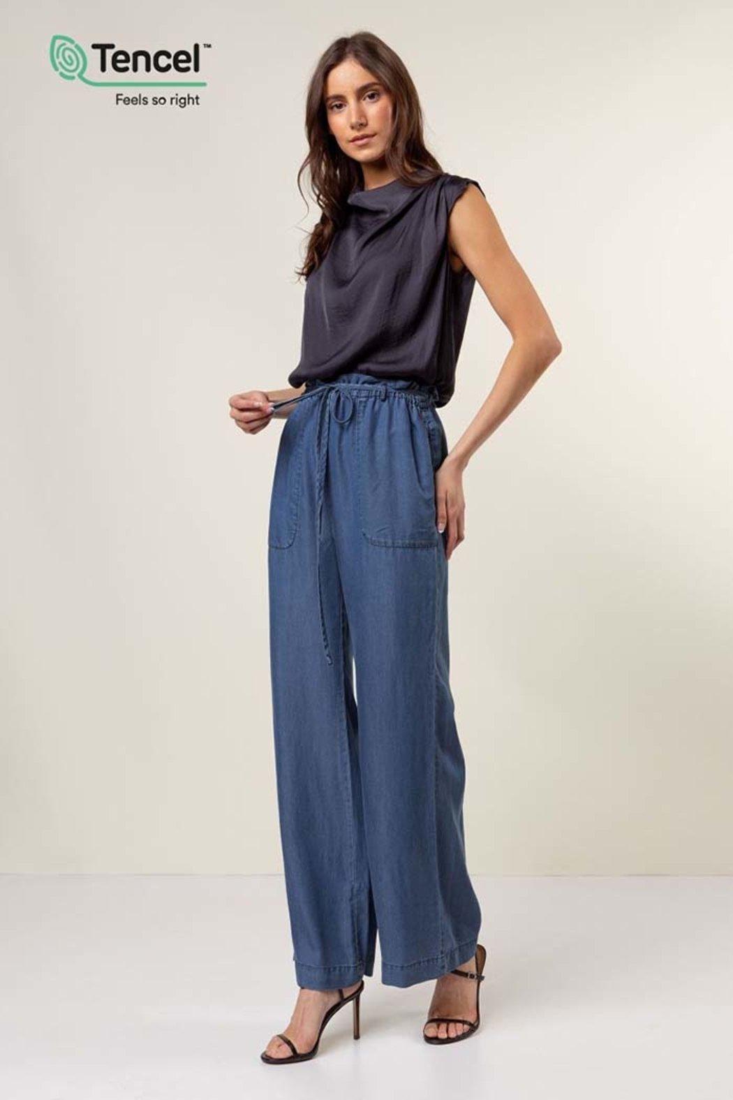 Frill Tie Waist Wide Leg Pants Product Image