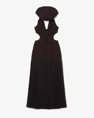 Runway Long Pleated Hooded Dress Product Image