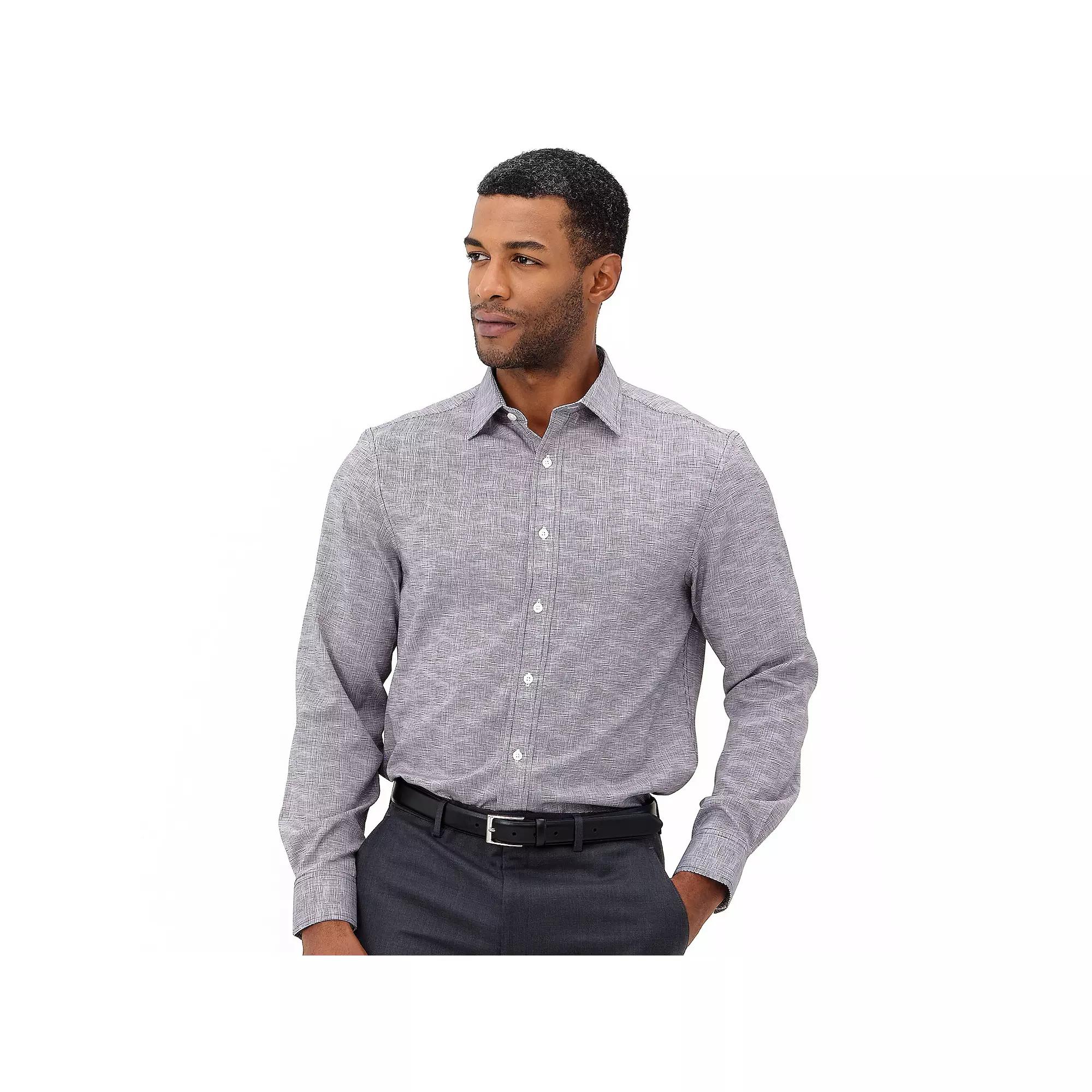 Men's Nick Graham Traveler Collection Performance Modern-Fit Stretch Dress Shirt, Size: 2XL-36/37, Black Striated Product Image