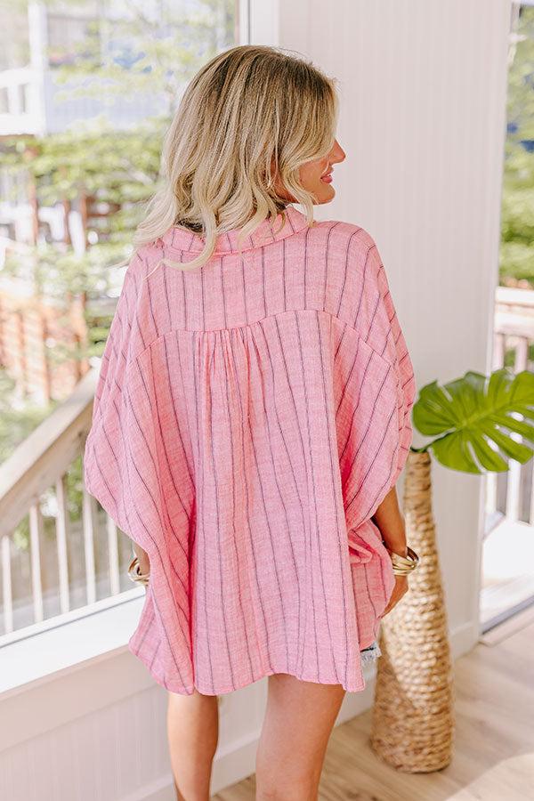 Sea Breeze Oversized Button Up in Pink Product Image