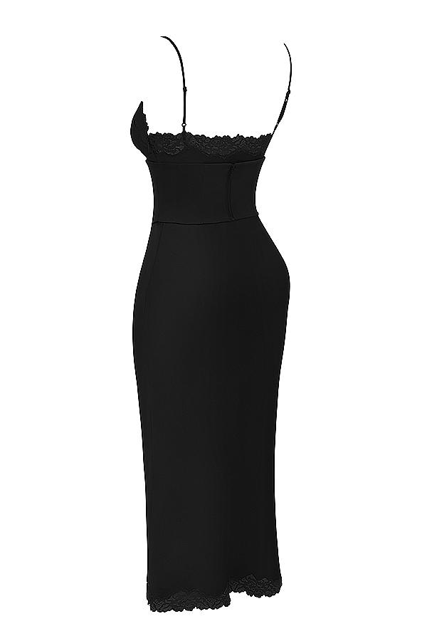 Salma  black satin slip dress Product Image