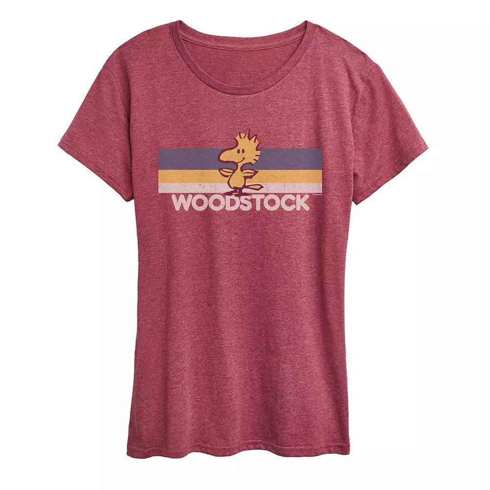Women's Peanuts Woodstock Stripes Graphic Tee,  Product Image