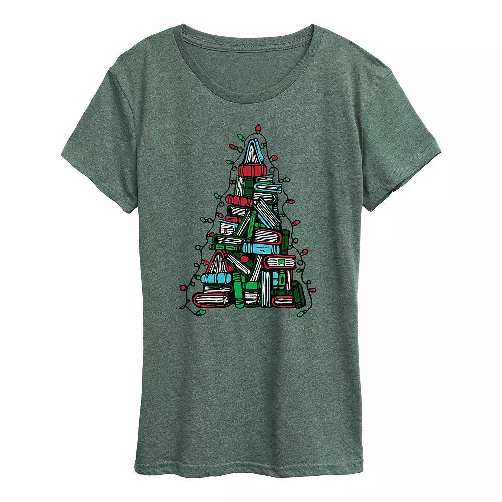 Women's Book Christmas Tree Graphic Tee, Girl's,  Product Image