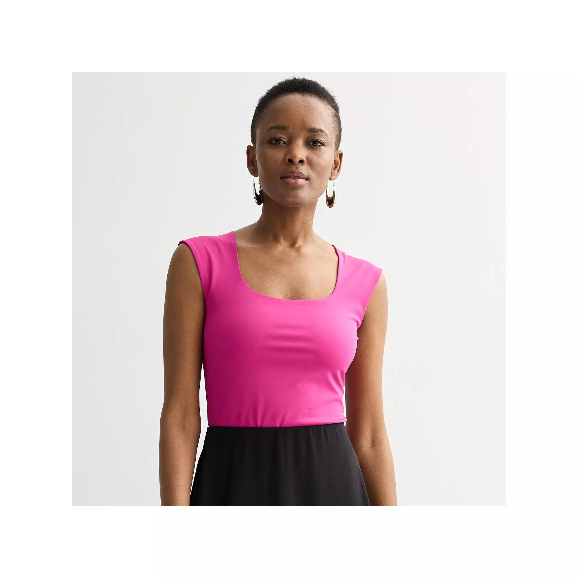 Women's Nine West Sculpt Square Neck Cap Sleeve Bodysuit, Size: XXL, Orchid Landscape Product Image