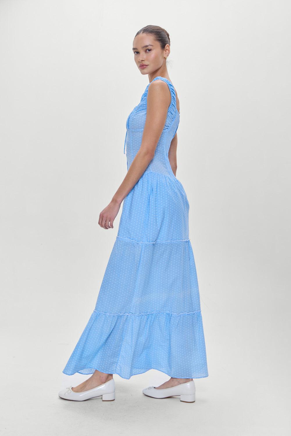 Christabelle Polka Dot Maxi Dress - Raindrop Product Image