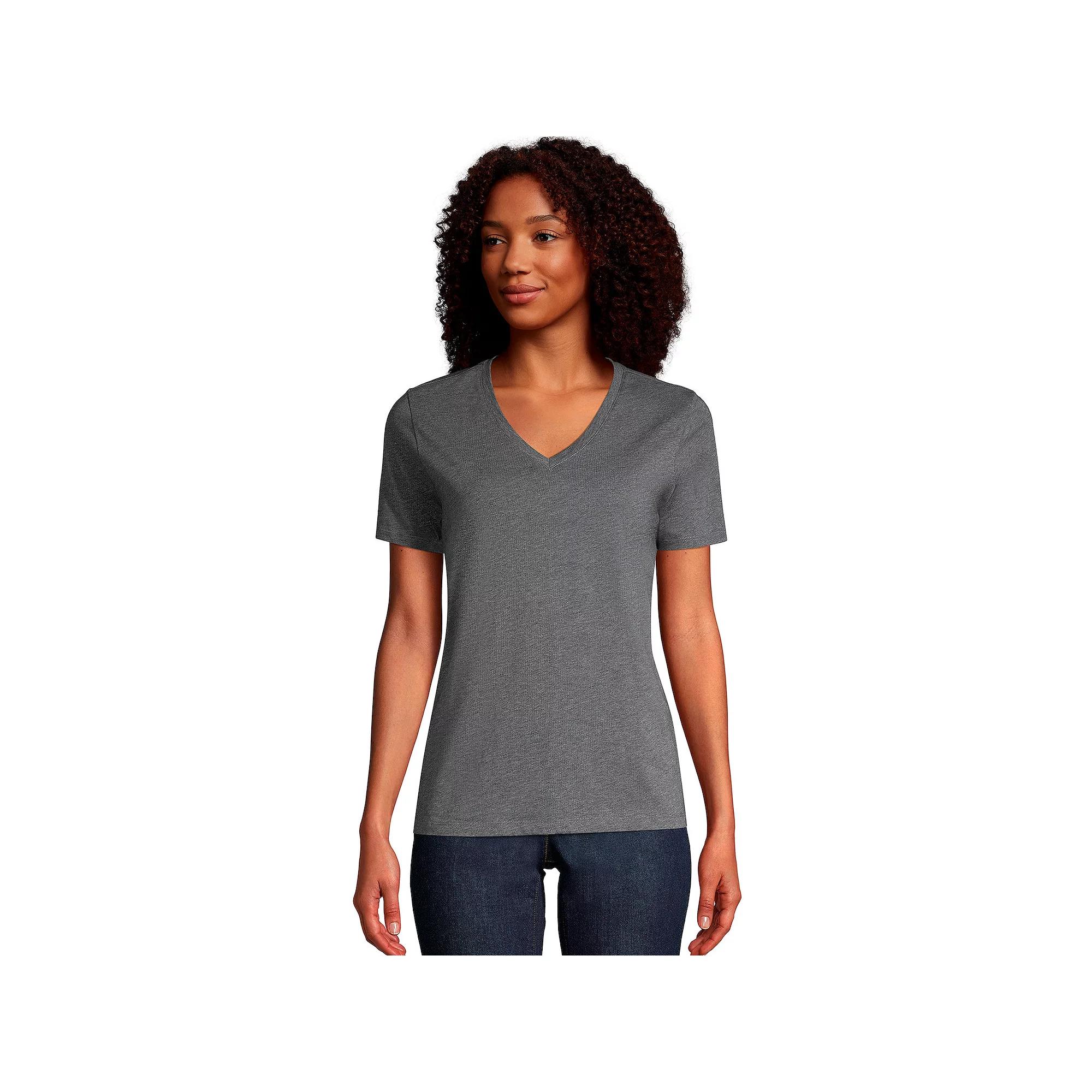 Petite Lands' End Relaxed-Fit Supima Cotton V-Neck Tee, Women's,  Product Image
