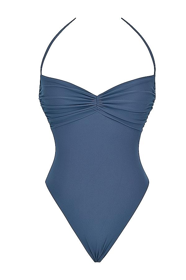 Aruba  deep blue gathered swimsuit Product Image