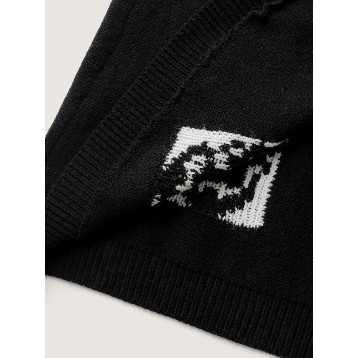 Plus Size Skull Print Batwing Sleeve Knit Cardigan Black Women Playful Loose Long Sleeve Casual Cardigans BloomChic 14-16/1X Product Image