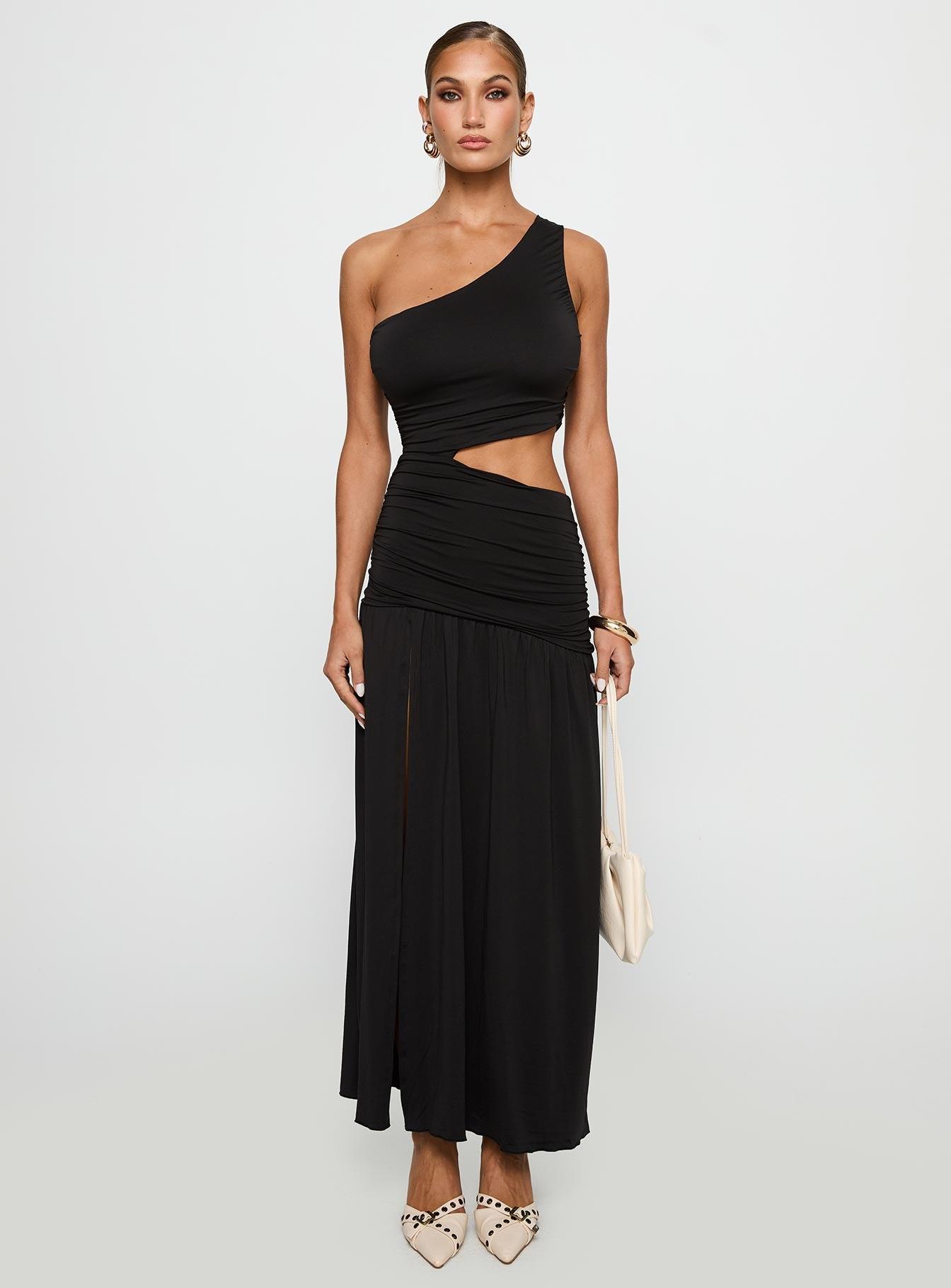 Magnetize Ruched Maxi Dress Black Product Image