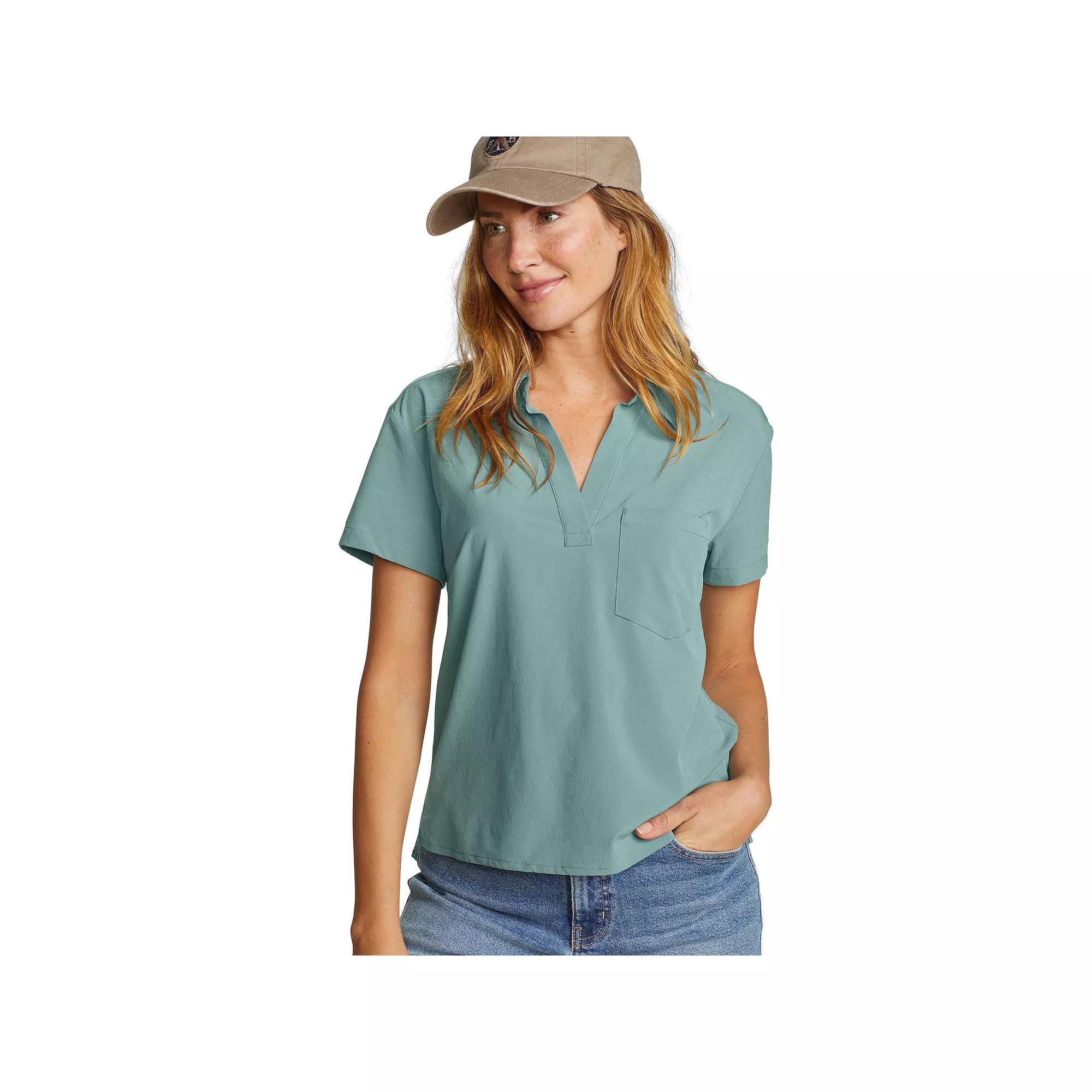 Women's Eddie Bauer Departure Collared V-Neck Tee,  Product Image