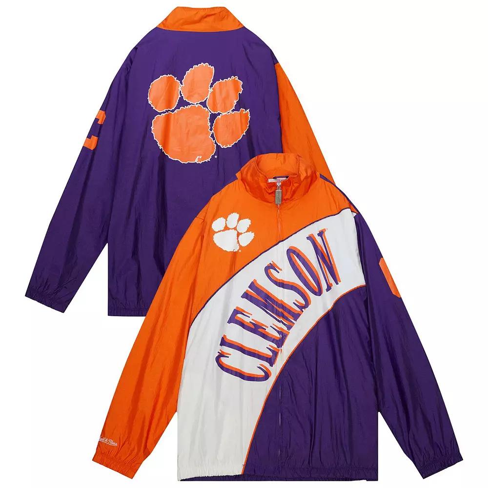 Men's Mitchell & Ness  Purple/Orange Clemson Tigers Arched Retro Lined Full-Zip Windbreaker Jacket, Size: Medium Product Image