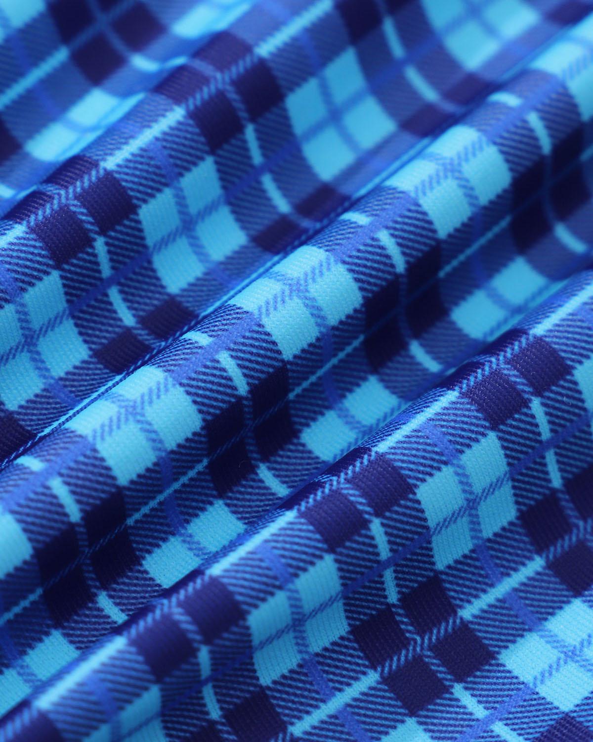 Blue Knit Vintage Plaid Print Bikini Set Product Image