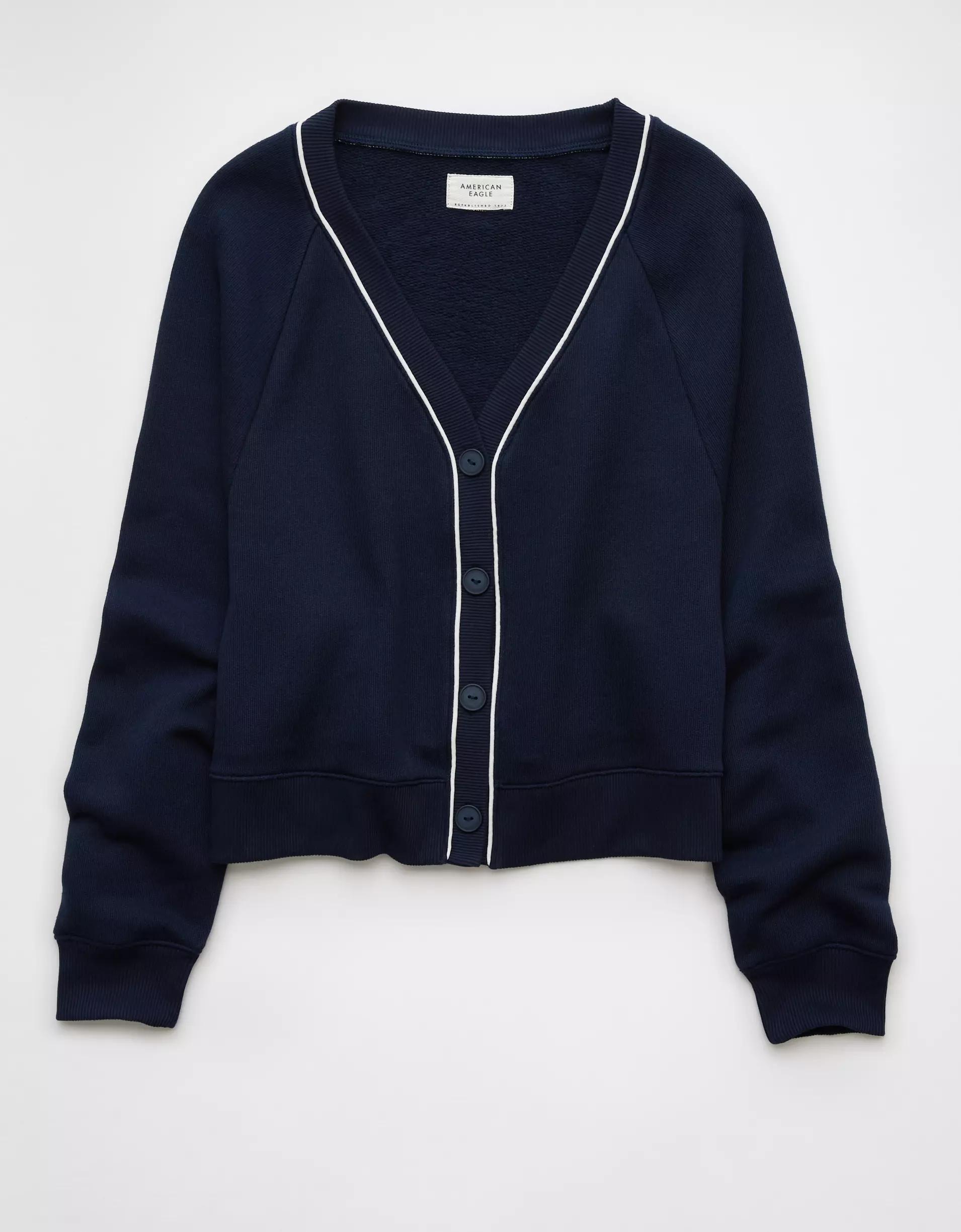 AE Relaxed Fit Fleece Cardigan Product Image