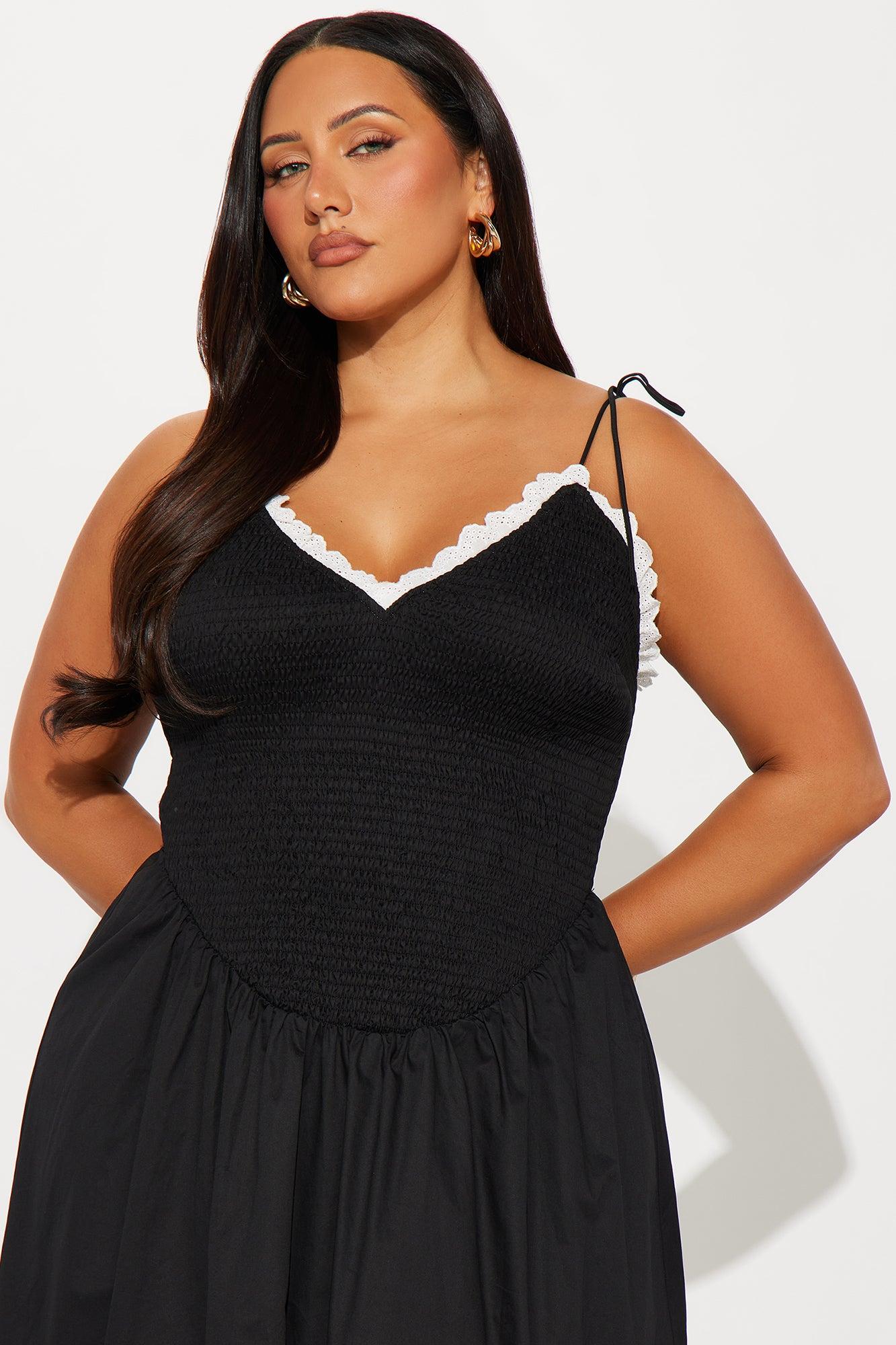 Gracie Smocked Poplin Maxi Dress - Black/White Product Image