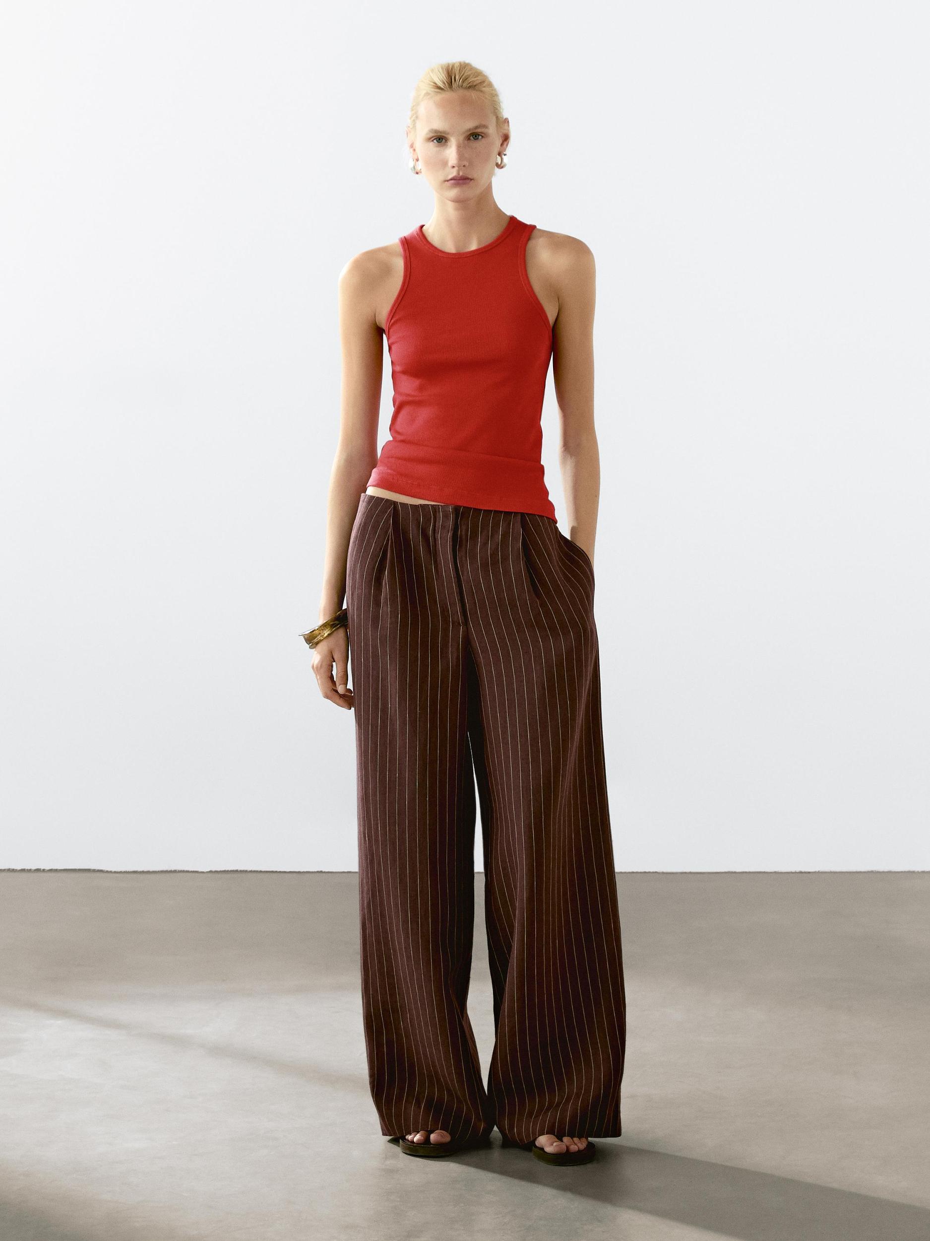 Cotton blend halter-neck top Product Image