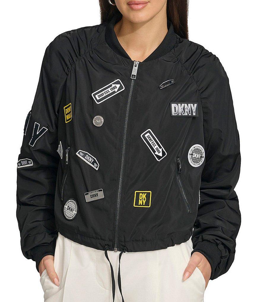 DKNY by Donna Karan Round Logo Patched Bomber Jacket Product Image