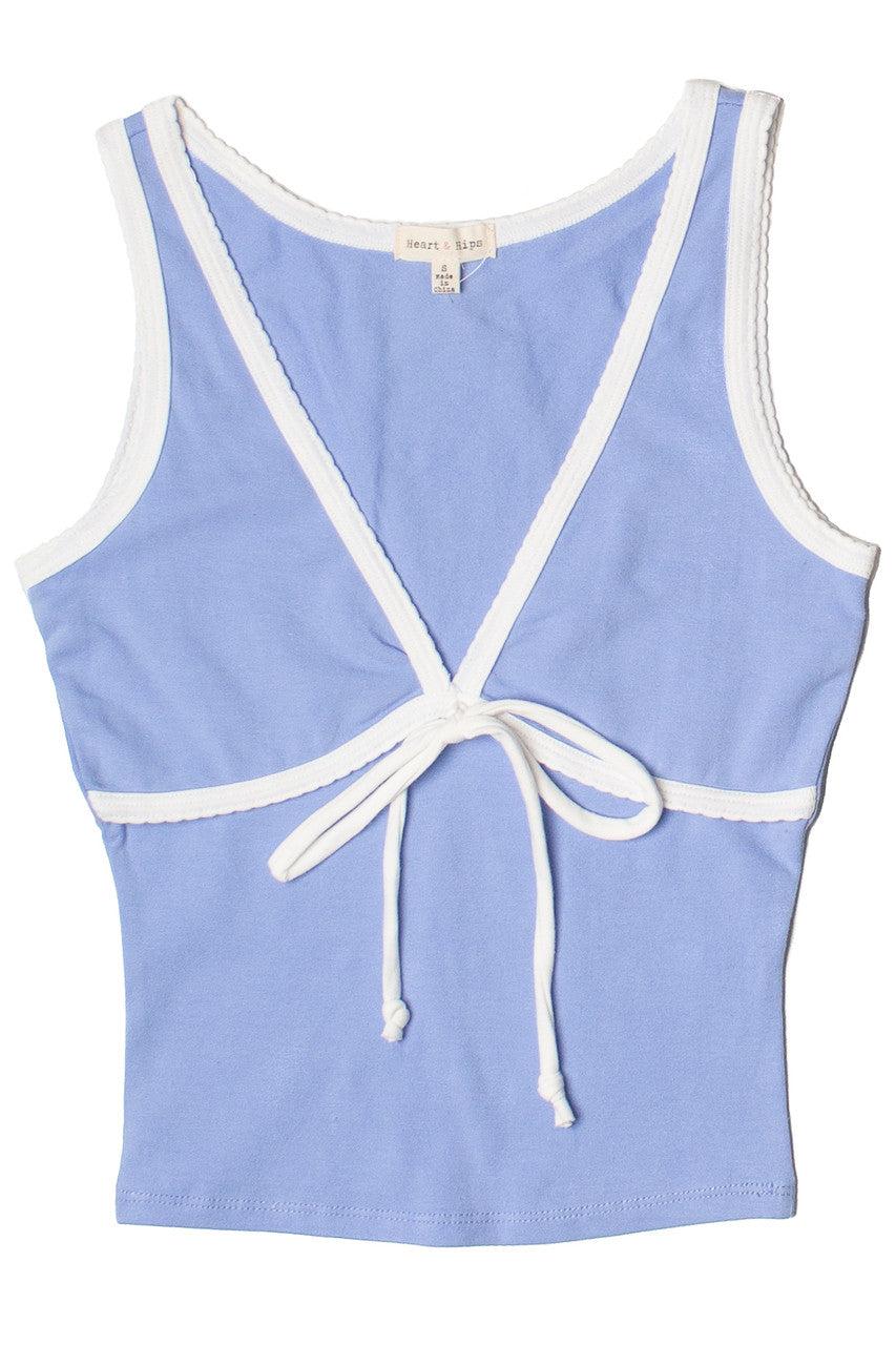 Tie Front Scallop Trim Tank Top Product Image