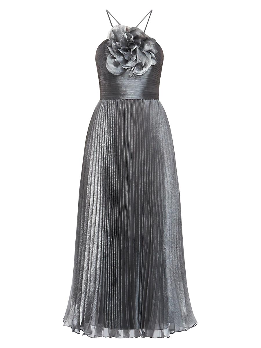 Womens Pleated Lam Midi-Dress Product Image