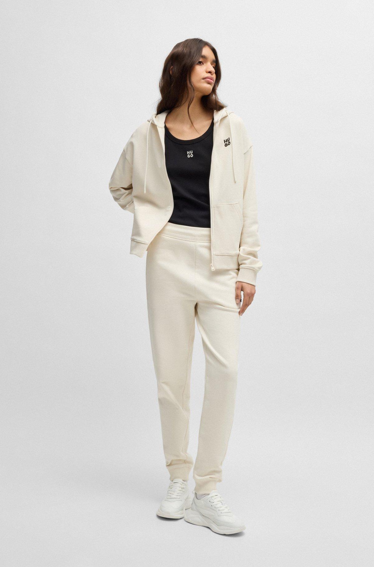 Cotton-terry zip-up hoodie with embroidered stacked logo Product Image