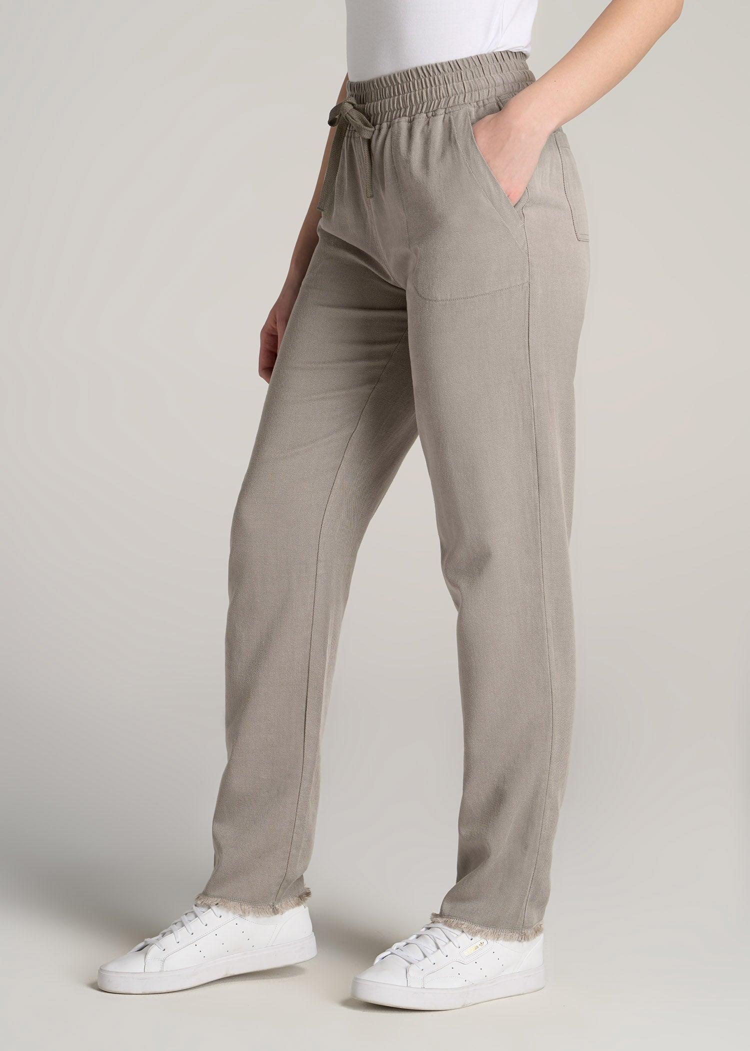 Patch Pocket Twill Pants for Tall Women in Taupe Grey Female Product Image