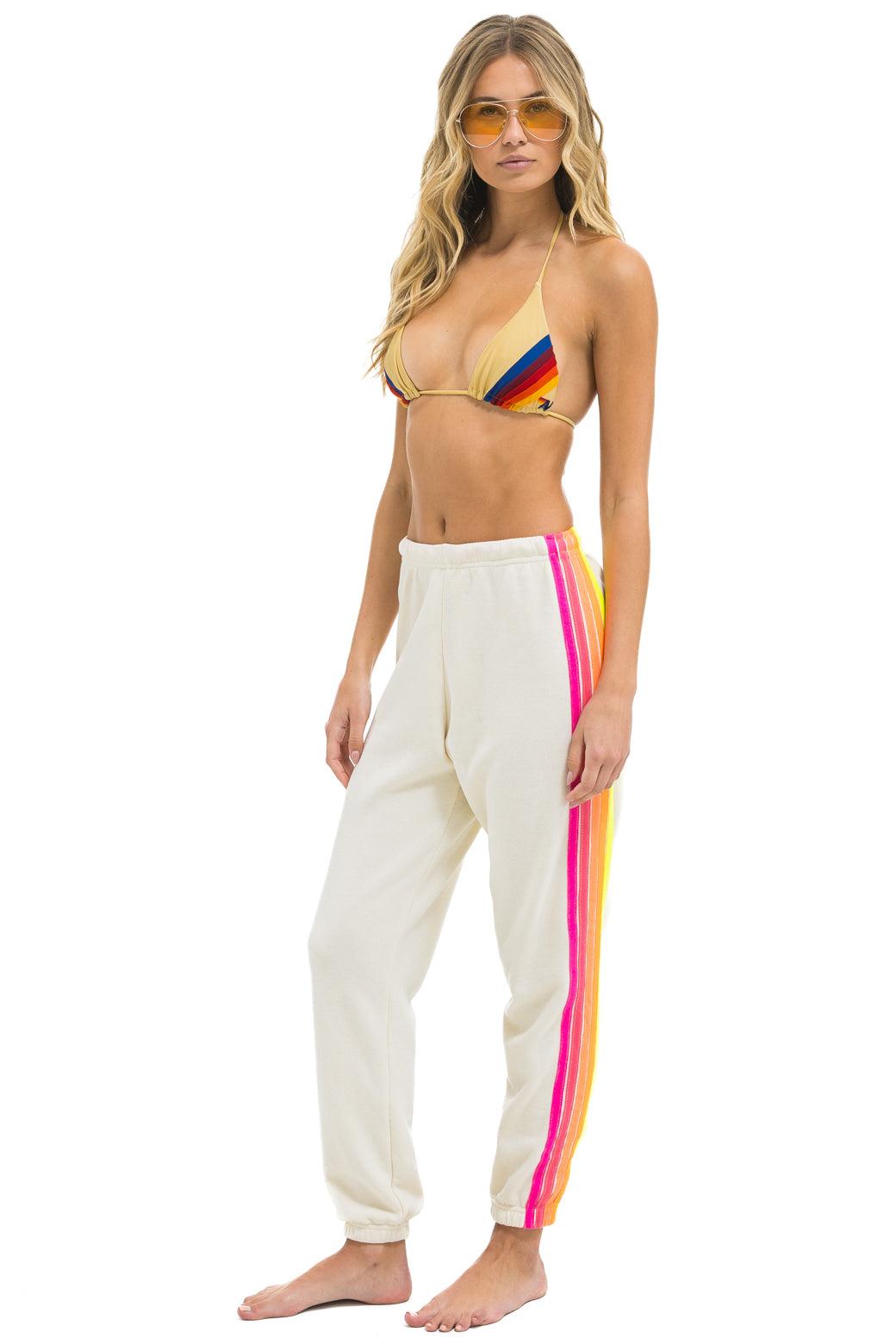 5 STRIPE SWEATPANTS - VINTAGE WHITE // NEON Female Product Image