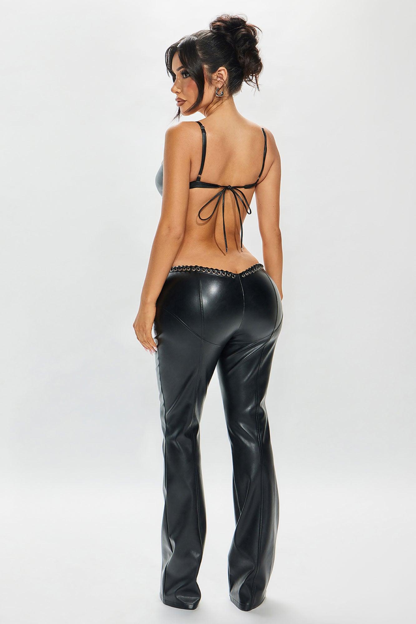 Vivienne Faux Leather Lace Up Pant - Black Product Image