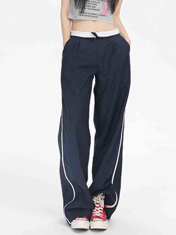 Turned Waist Wide Leg Pants Product Image