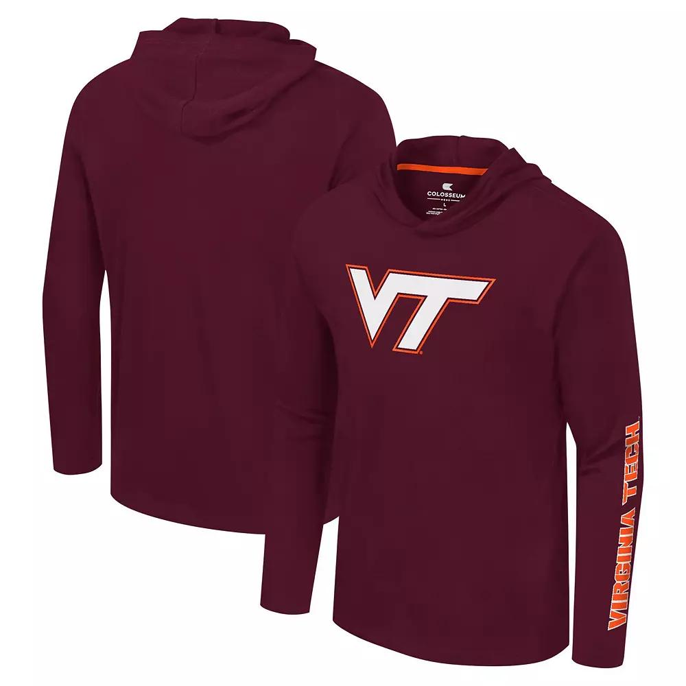 Men's Colosseum Maroon Virginia Tech Hokies Logo Lockup Active Blend Long Sleeve  T-Shirt Hoodie, Size: XL, Red Product Image