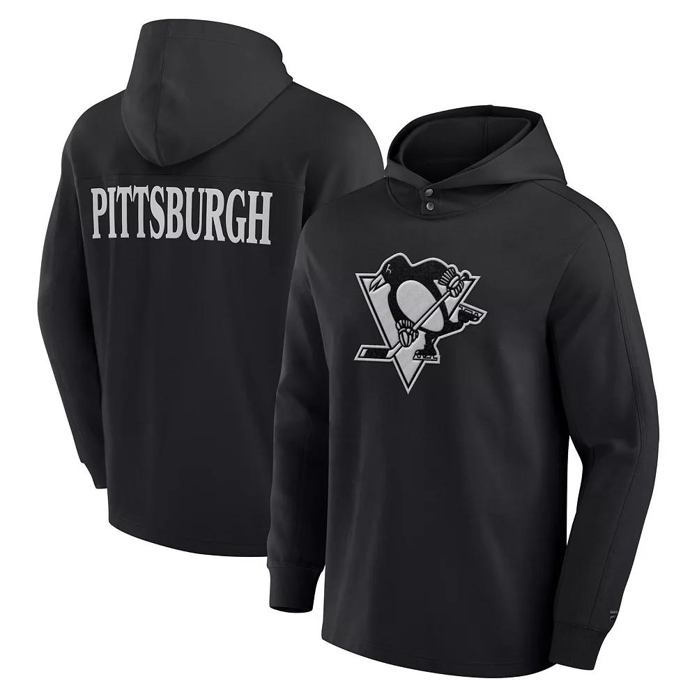 Men's Fanatics Black Pittsburgh Penguins Elements Blaze Tri-Blend Long Sleeve Hoodie T-Shirt,  Product Image