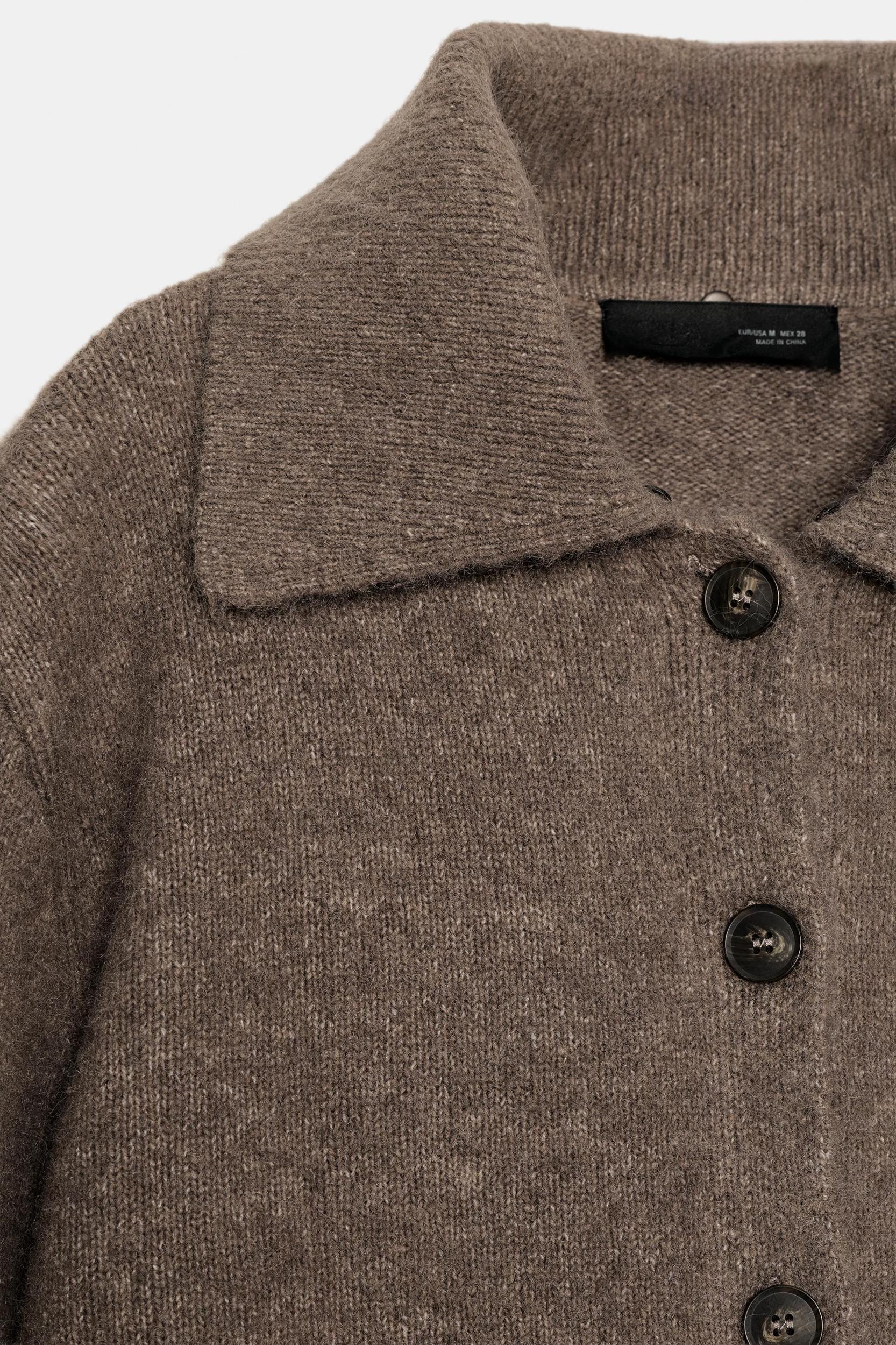 CARDIGAN WITH FAUX FUR LAPEL Product Image