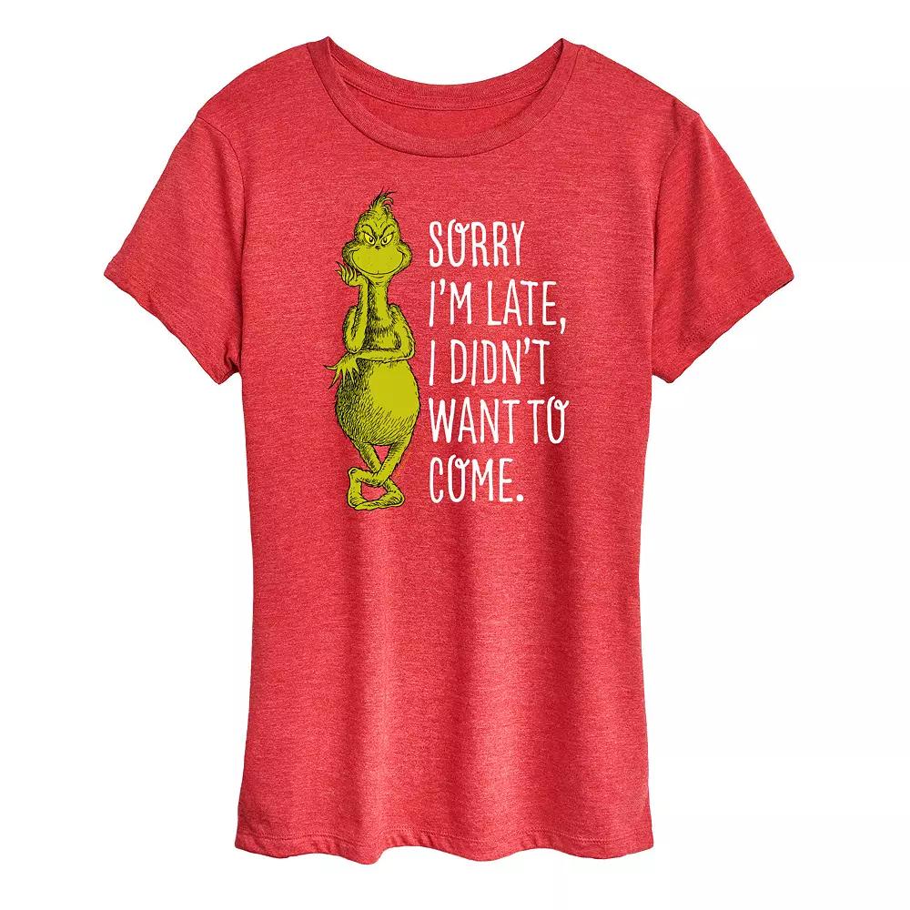 Women's Dr. Seuss The Grinch Sorry I'm Late Graphic Tee, Girl's,  Product Image