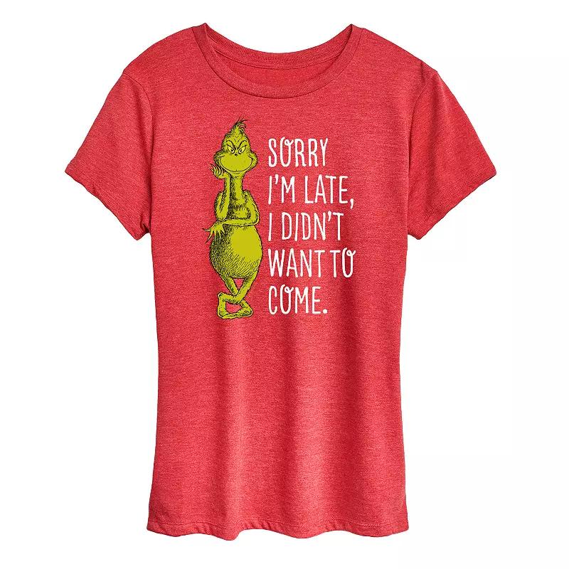 Women's Dr. Seuss The Grinch Sorry I'm Late Graphic Tee, Girl's,  Product Image
