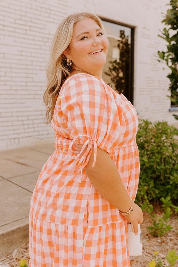 Sunkist Stroll Gingham Midi Dress Curves Product Image
